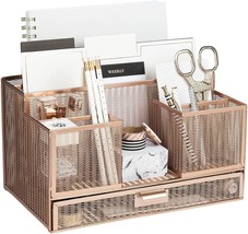 Blu Monaco Office Rose Gold Desk Organizer And Accessories With File And Sticky - £40.73 GBP