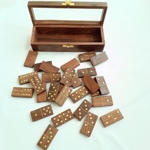 Handmade Rosewood Domino Dice with Storage Case &amp; Glass Top,  Perfect Ch... - £47.51 GBP