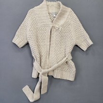 H&amp;M Women Sweater Size S Tan Cardigan Wool Cozy Alpaca Knit Short Sleeve Buttons - £8.58 GBP