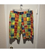 Loudmouth Golf Men&#39;s Plaid Cotton Plaid Madras Patchwork Colorful Shorts... - $28.71
