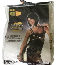 Halloween Costume Gold Lame Camisole Cami Black Corset Rock Star Ladies ... - $12.86