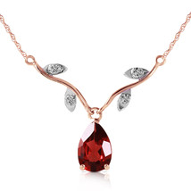 Natural Diamond &amp; Garnet Gemstone Necklace Pendant 1.52 CT 14k Solid Rose Gold - £263.46 GBP