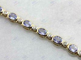 7CT Oval Cut Amethyst &amp; Simulated Diamond Link Bracelet for Women in 925 Silver - £129.48 GBP