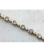 7CT Oval Cut Amethyst &amp; Simulated Diamond Link Bracelet for Women in 925... - £128.37 GBP