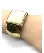 Avon Vintage Cuff Bangle Bracelet Gold Off White Enamel Chunky Signed 80... - $9.97