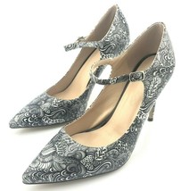Women&#39;s Stilettos High Heels Shoes Pumps Black &amp; White Floral Design Sz 8.5 - £21.52 GBP