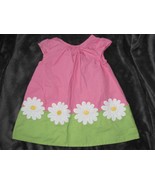 Gymboree Pink Green Daisy Floral Color Block Shift Dress Baby 3-6 Excellent - £10.22 GBP
