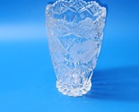 Vintage Imperlux West German 7” Cut Crystal Vase Sawtooth Frosted Edelwe... - $34.79