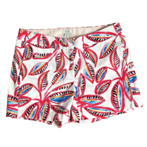J. Crew Shorts Womens Leaf Print 100% Cotton Chino Shorts White Pink Blue Size 4 - £11.86 GBP