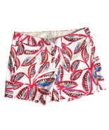 J. Crew Shorts Womens Leaf Print 100% Cotton Chino Shorts White Pink Blu... - £11.64 GBP