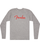Fender® Spaghetti Logo L/S T-Shirt, Heather Gray, Medium - £27.53 GBP