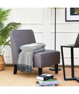 Modern Armless Accent Chair Rubber Wood Legs Linen Fabric Living Room Be... - £98.14 GBP