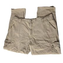 Wrangler Men's Cargo Pants Size 42/30 Relaxed Fit Straight Leg Solid Beige - $24.94