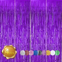 Beishid 4 Pcs Purple Door Streamers Tinsel Curtain Party Streamers Backdrop Frin - £22.37 GBP