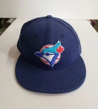 New Era 59FIFTY Cap Mens 7 3/8 Navy Blue Toronto Blue Jays Fitted Wool Blend - £27.54 GBP