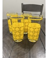 Continental Can Co Glasses Set of 4 MCM 1960&#39;s Yellow Polka Dot Gold Tum... - $39.59