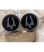 Vintage Bulova Cufflinks Accutron Symbol Black Gold 1 Inch Diameter - $121.83 CAD