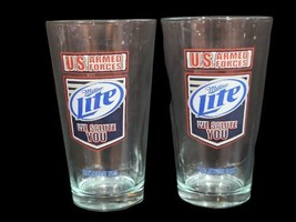 6&quot; Set of 2 Miller Lite U.S. Armed Forces - We Salute You Glasses Pint - $21.76