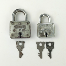 Vintage 2-Pc Lot of Master Lock Padlocks No. 55 and 44 with 3-Keys - £8.72 GBP