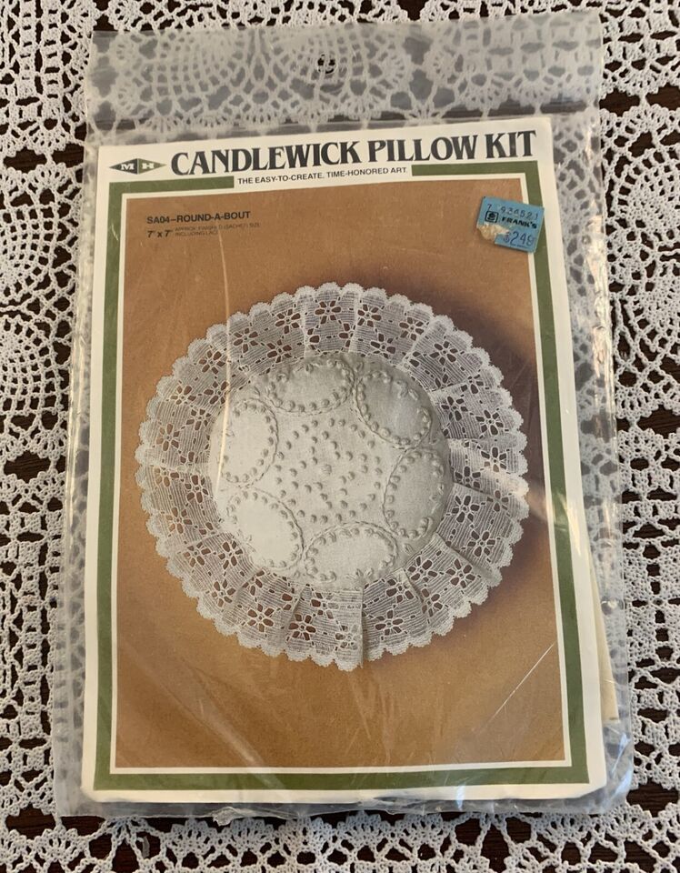 MH Yarns 1983 Candlewick Pillow Kit SAD4 Roundabout 7" x 7" Sachet Pin Cushion - $10.99