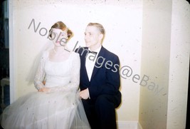 1950s Bride and Groom MCM Wedding Fashion Red-Border Kodachrome Slide - £3.16 GBP