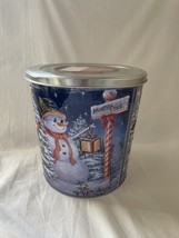 Christmas Snowman North Pole Empty Popcorn Tin Ornament Storage Container - $7.13