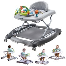 VEVOR 4-in-1 Baby Walker, Foldable Baby Activity Center on Wheels, 3 Adjustable - £85.99 GBP