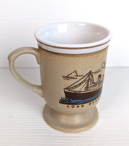 Footed Japan Stoneware Long beach CA Queen Mary Cup Mug 8 oz Spruce goose MUG - £7.78 GBP