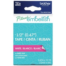 Brother P-Touch Embellish White Print on Berry Pink Tape TZE-MQP35M - ~1... - £15.72 GBP