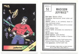 Marvel Universe Series 1 Trading Card #51 Jeffries 1987 Comic Images NEAR MINT - £9.15 GBP