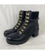 Tommy Hilfiger Women’s Black Combat Ankle Lug Sole Boots Size 7.5 Lace Up - $58.20 CAD