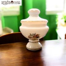 1960s opaline glass toilet jar, gold finish and delicate fantasy - $437.26 MXN