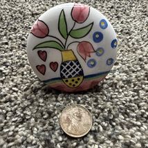 Tulips In Vase w/ Hearts Ceramic Cabinet Pull Knob Screw Washer - $9.75 CAD