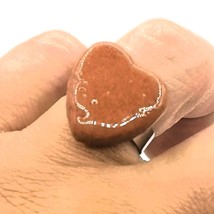Anillo de corazón de terracota hecho a mano para mujer de acero inoxidable... - £42.47 GBP