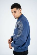 Mens Platini Bamber Jacket with Lion Rhinestone Design Zip up BMJ8133 Blue image 5