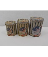 VINTAGE NESTING TINS SET OF 3 WHITE GEESE WITH PERIWINKLE STRIPED BACKGR... - $11.99