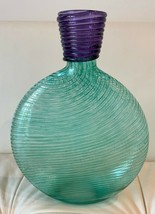 Vintage Signed PARAN Twist and Spiral Neck Art Glass Moon Flask Vase Bottle - $64.35