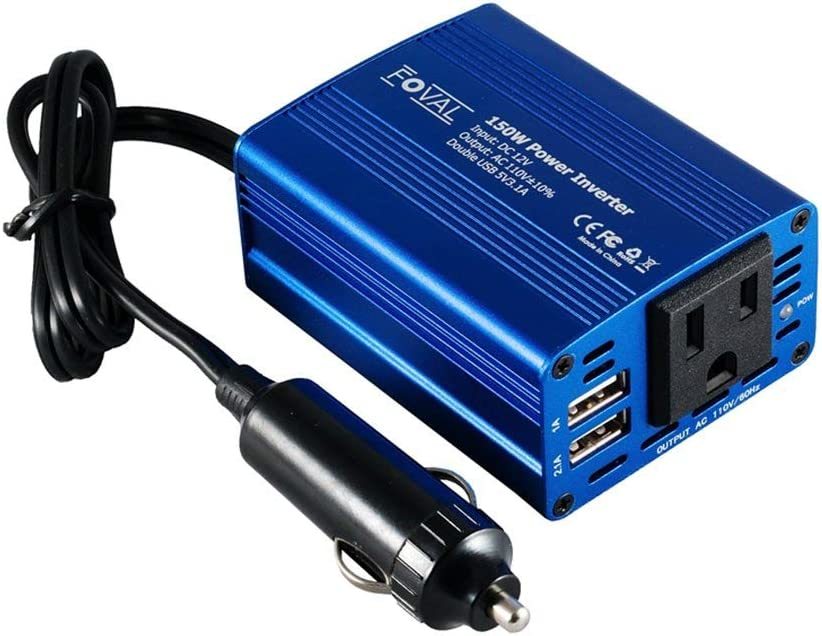 Foval 150W Power Inverter 12V Dc To 110V Ac Converter With 3.1A Dual Usb... - $35.99