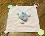 Unicorn Snuggle Baby Blankie Lovey Plush Pink white Modern Baby teether toy - $10.84