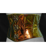 WOMEN STEEL BONED UNDERBUST PVC HOLOGRAPHIC CORSET BUSTIER TOP BODY SHAPER - $931.14 MXN