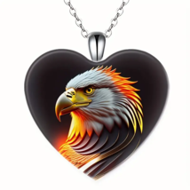 Eagle Puffed Heart Pendant Necklace - New - &quot;I Love You Today, Tomorrow, Always&quot; - £13.46 GBP
