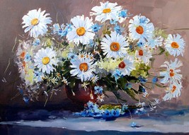 Giclee Still life daisies  r Art painting on canvas - $11.29+