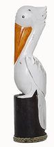 20&quot; White LG Hand Carved Nautical Wood Pelican Statue Carving Sculpture Art - $29.64