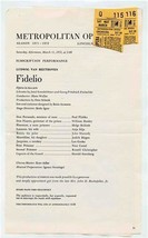 Fidelio Ticket Stubs Metropolitan Opera 1971 Plishka Dooley Brilioth Silja - $21.78