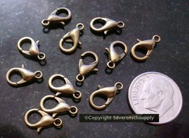 12 Bronze plated metal lobster claw jewelry clasps 12mm FPC184 - $1.93