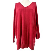 Ninexis Sweater Womens 3X Deep Red Vneck Drop Shoulder 3/4 Sleeve Side S... - £9.34 GBP