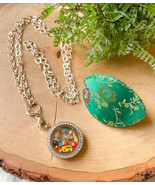 Origami Owl Locket Necklace Teacher Charms Silver Tone 30&quot; Apple Bus Boo... - $823.75 MXN