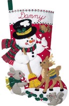 DIY Bucilla Snowman &amp; Friends Deer Woodland Christmas Felt Stocking Kit 84951 - £26.24 GBP