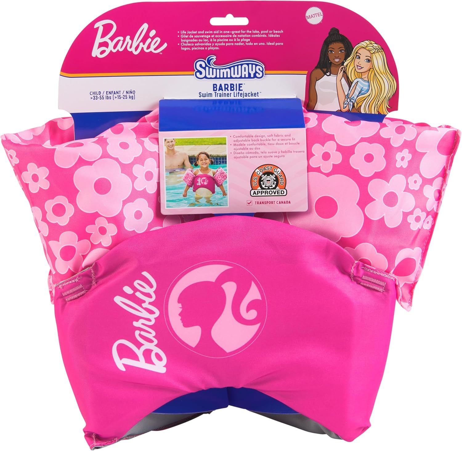 Swimways Barbie Swim Trainer, Us Coast Guard Approved Life Vest, 55 Lbs,... - $39.99