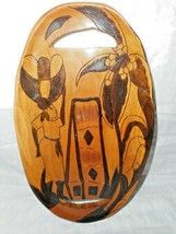 Hand Carved Wooden Serving Tray Folk Art  Aruba Palm Tree Stars Man Island - £18.66 GBP